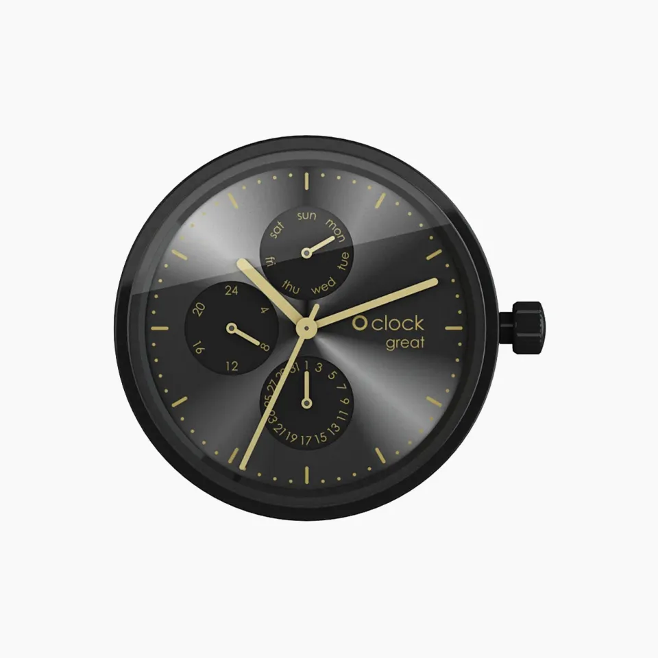 O bag O clock great mécanisme montre noir date soleil