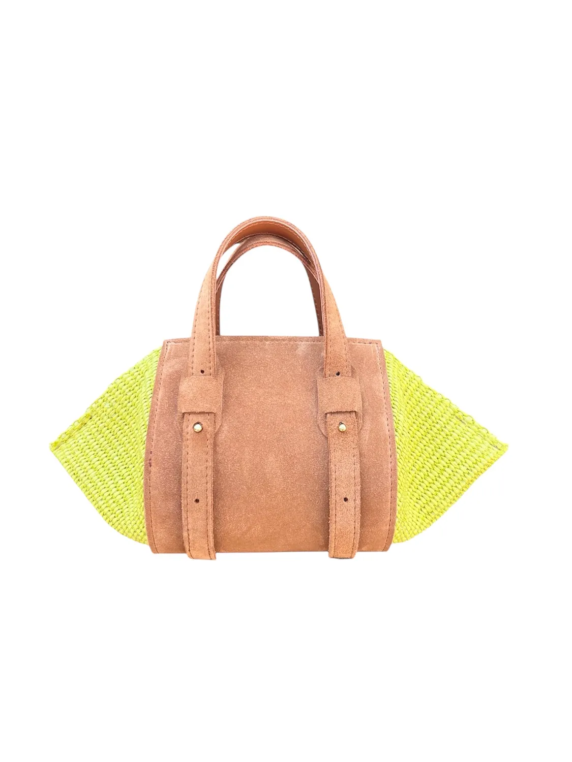 Hexagone Cuir Bellissima micro sac cuir raffia menthe