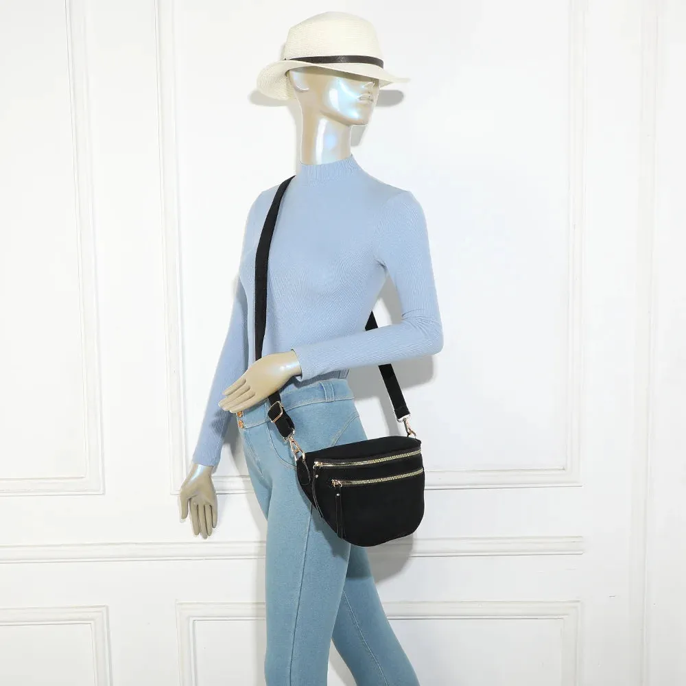 Gallantry Paris Léna Suédine sac banane noir suédine