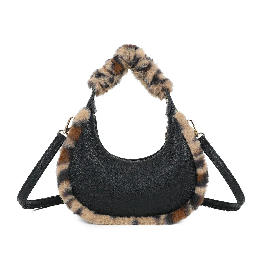 Gallantry Hanae Féline sac demi-lune noir léopard