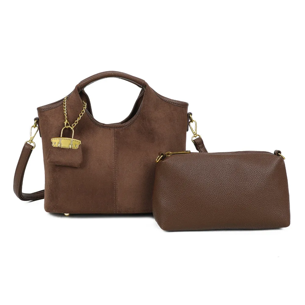 Gallantry Celestia Suédine sac main coffee effet suédé