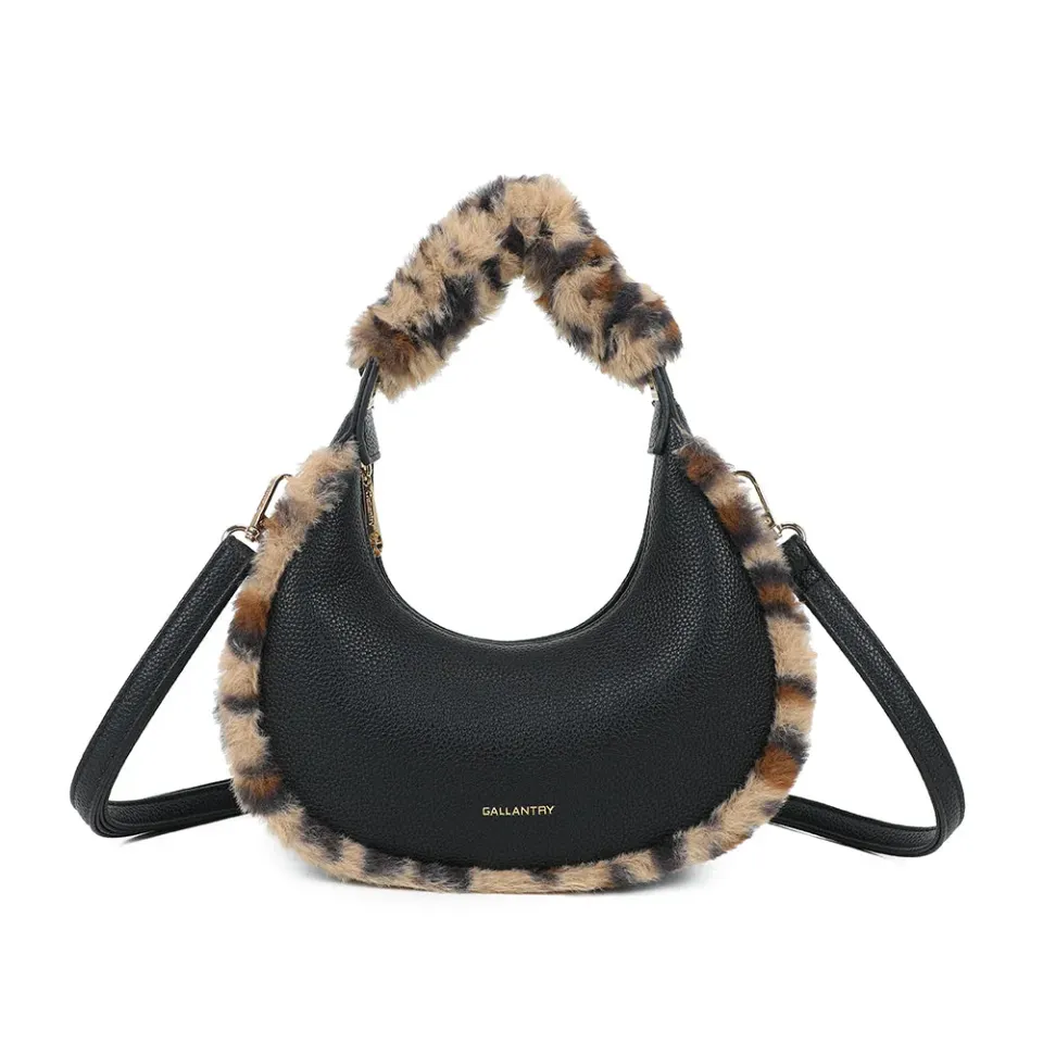 Gallantry Hanae Féline sac demi-lune noir léopard
