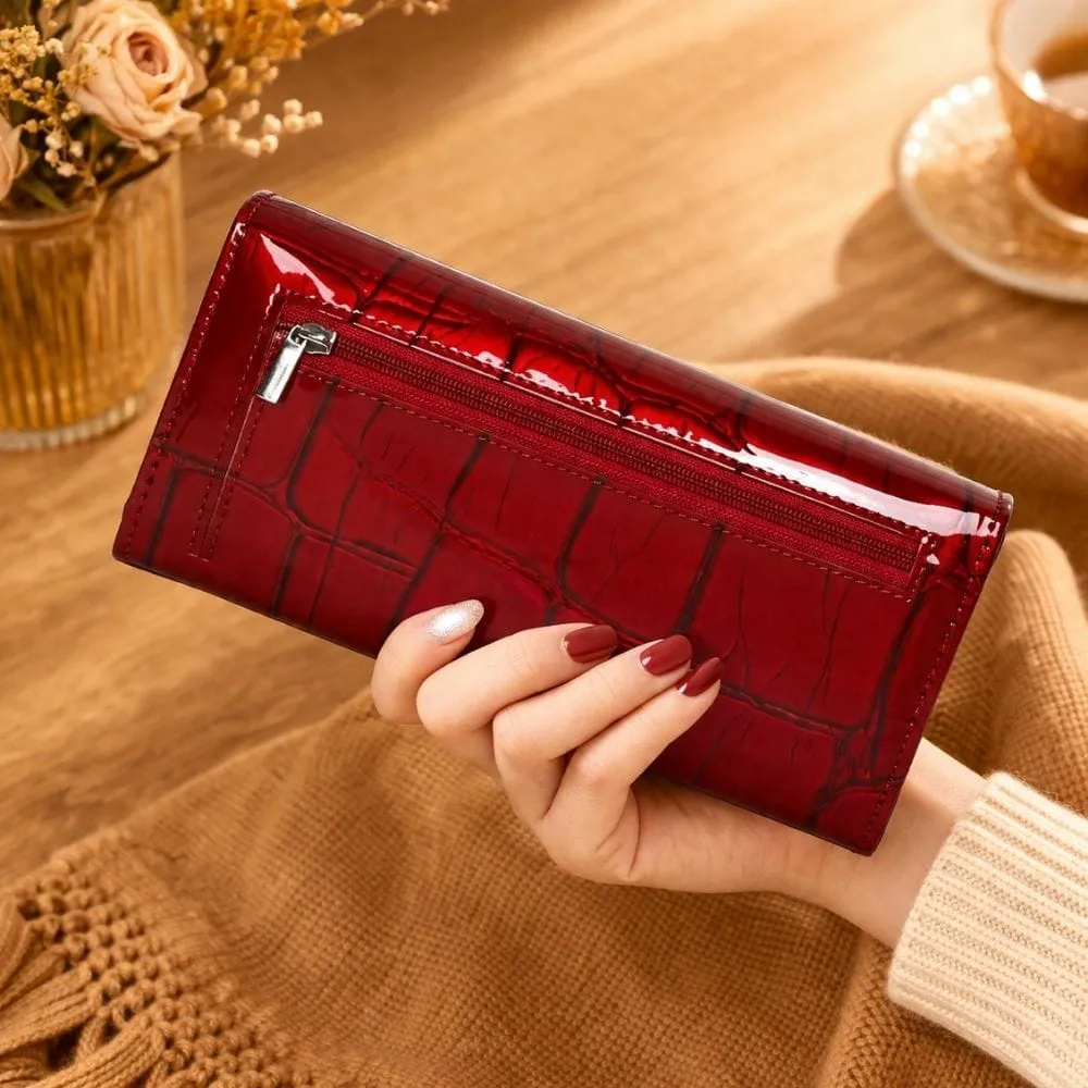 Maison Sacoches Avelia portefeuille cuir rouge