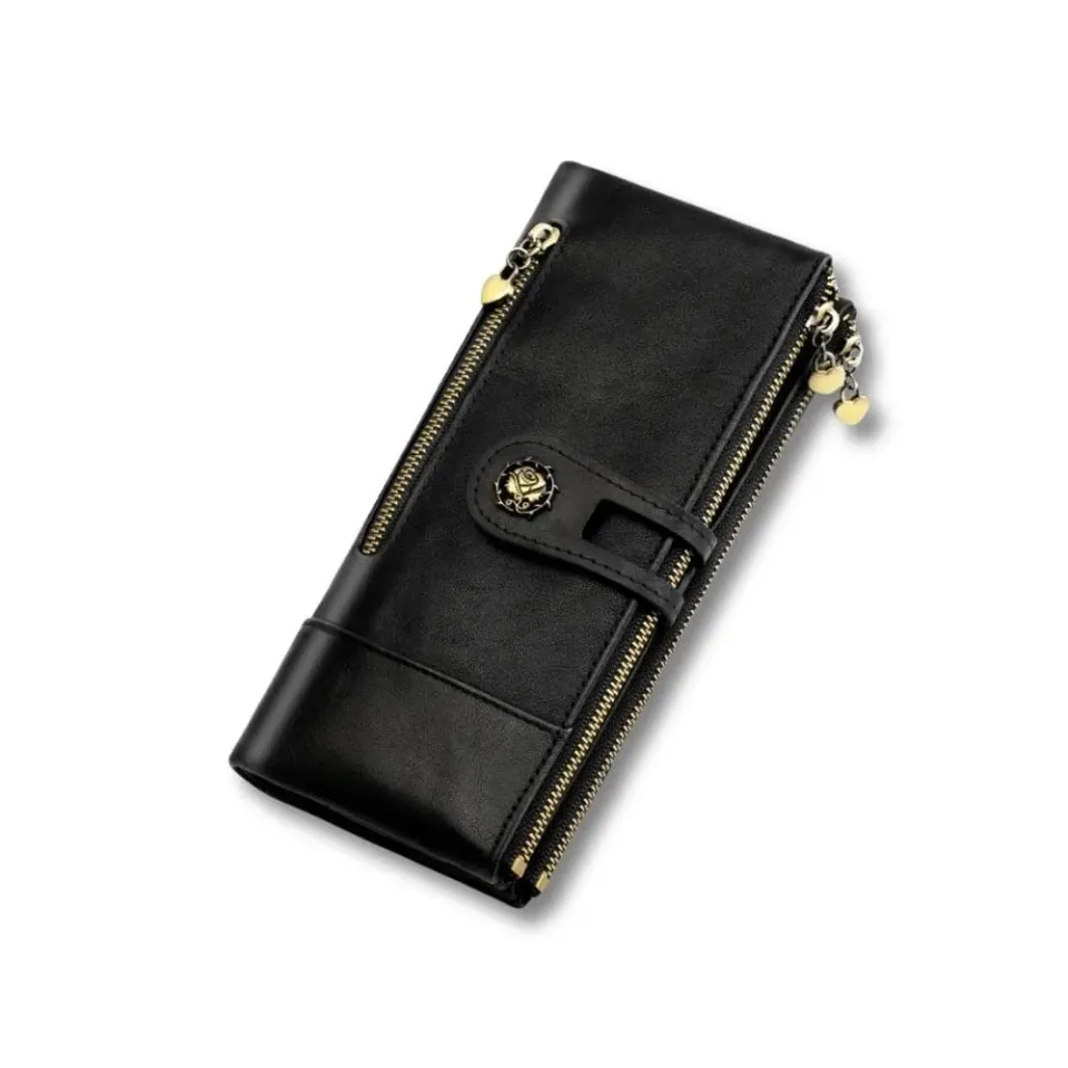 Maison Sacoches Zélia portefeuille noir cuir grand