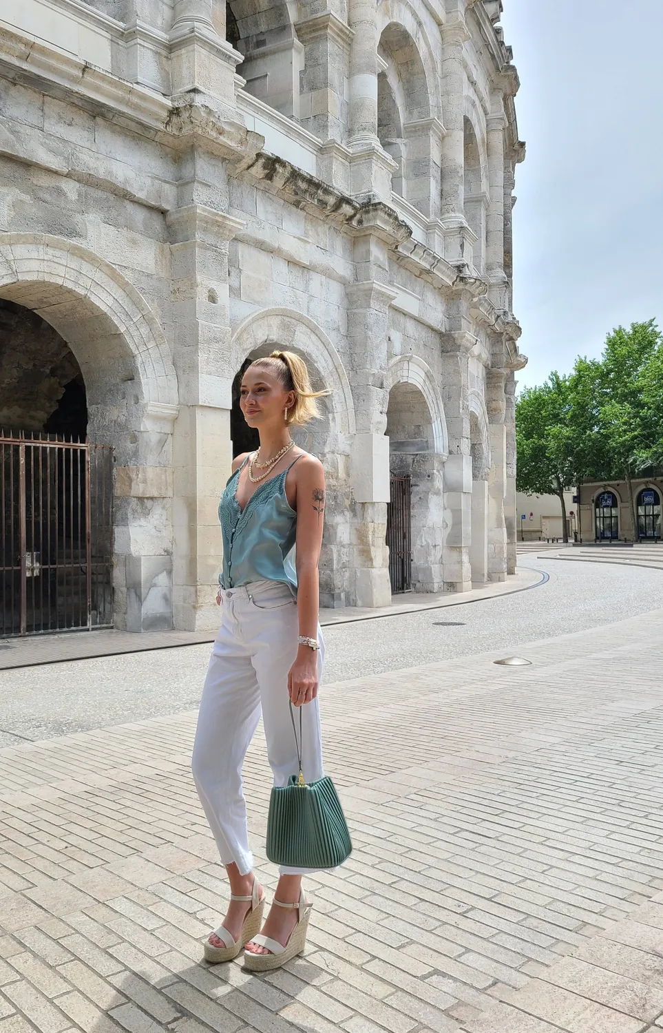 Hexagone Cuir Cupidon sac bandoulière cuir menthe
