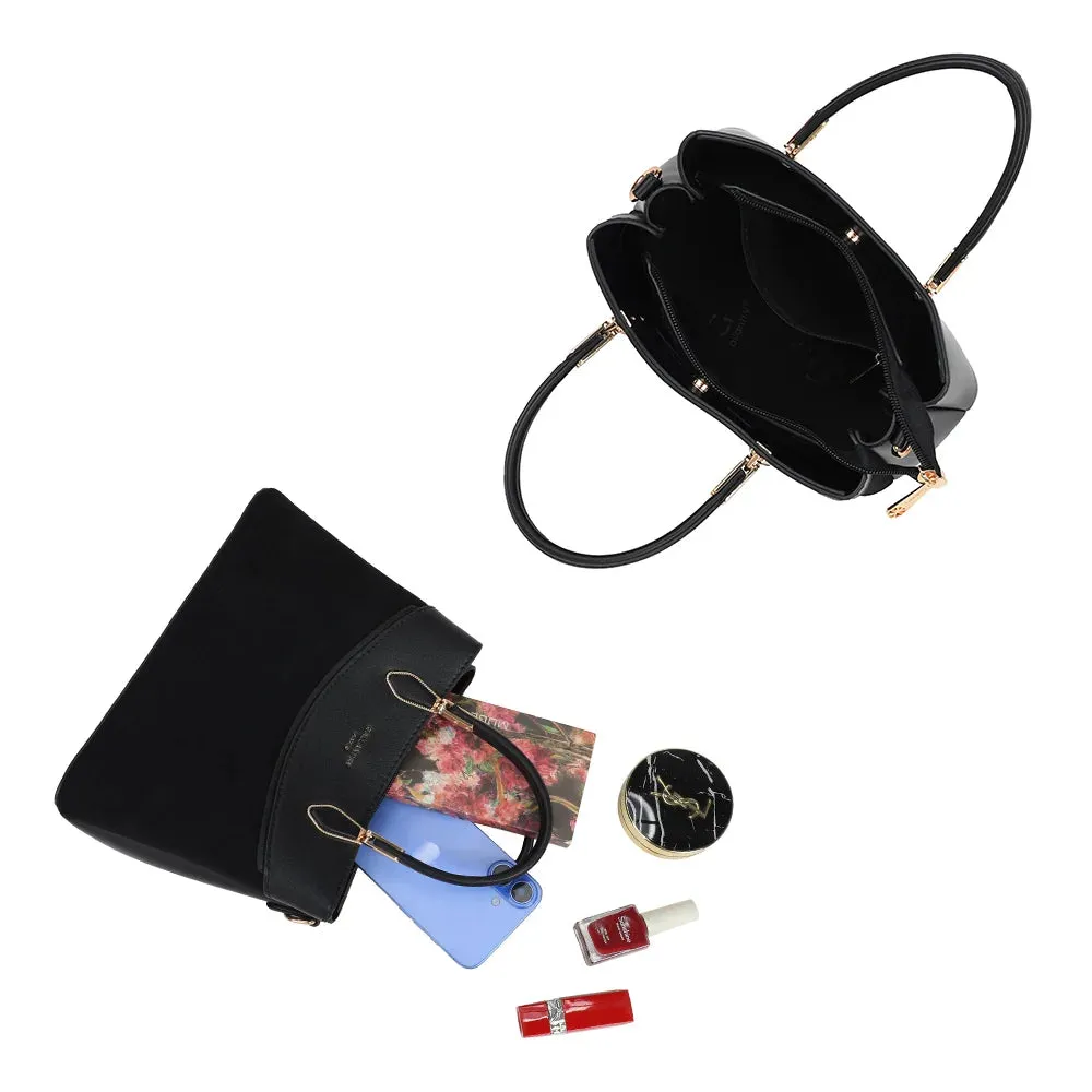 Gallantry Cyrielle sac à main noir grainé velours