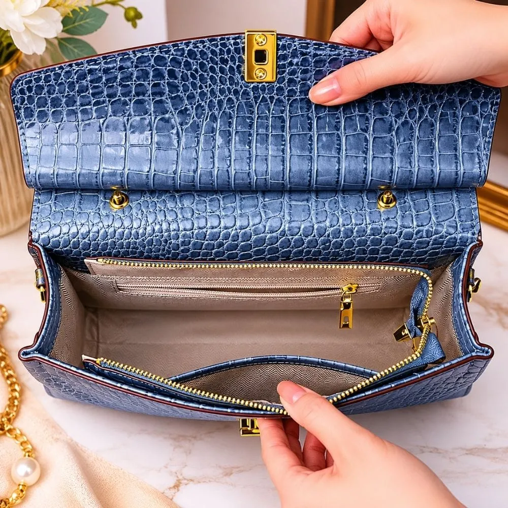 Maison Sacoches Talia sac bandoulière beige croco