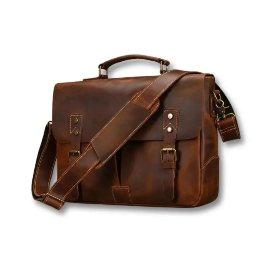 Maison Sacoches Xaren Sacoche Marron 37cm Cuir Ordinateur