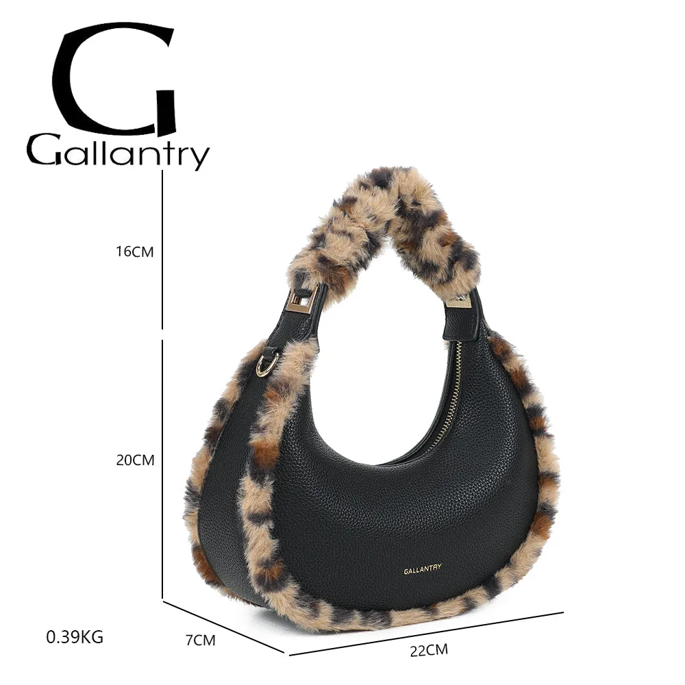 Gallantry Hanae Féline sac demi-lune noir léopard