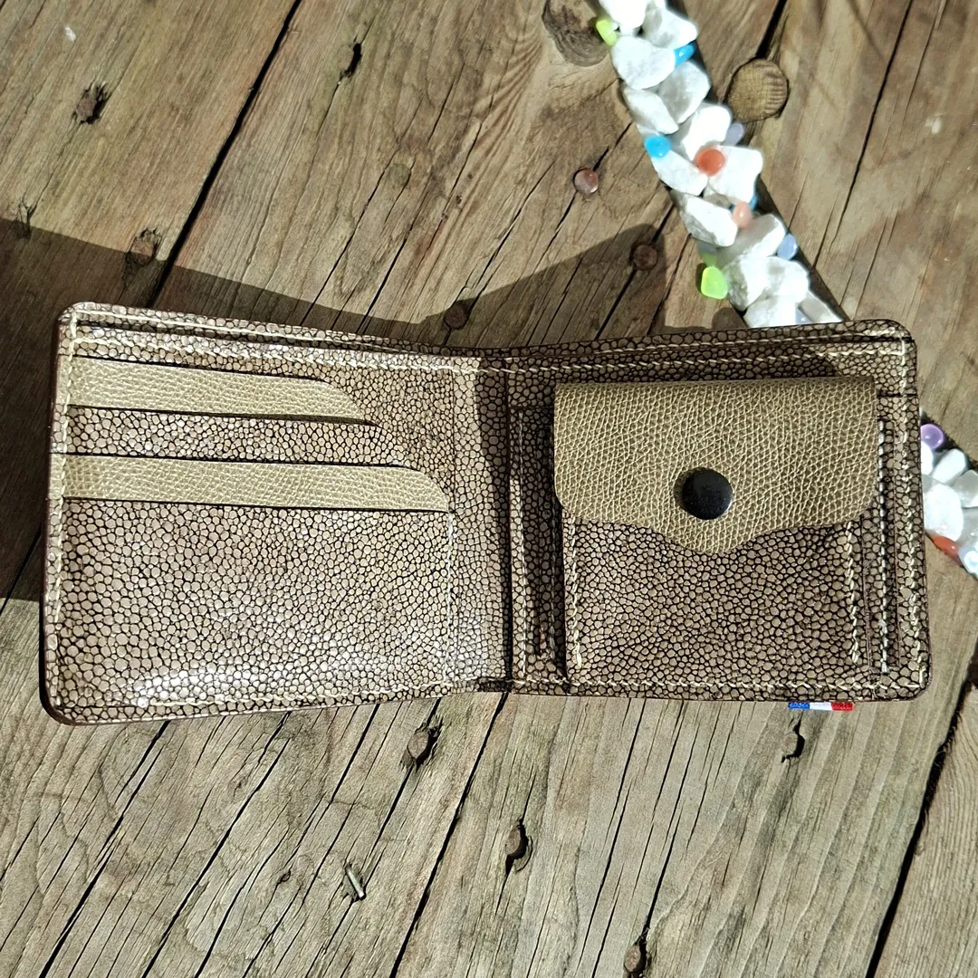 Atelier Anne R galuchat portefeuille cuir chèvre Epsom