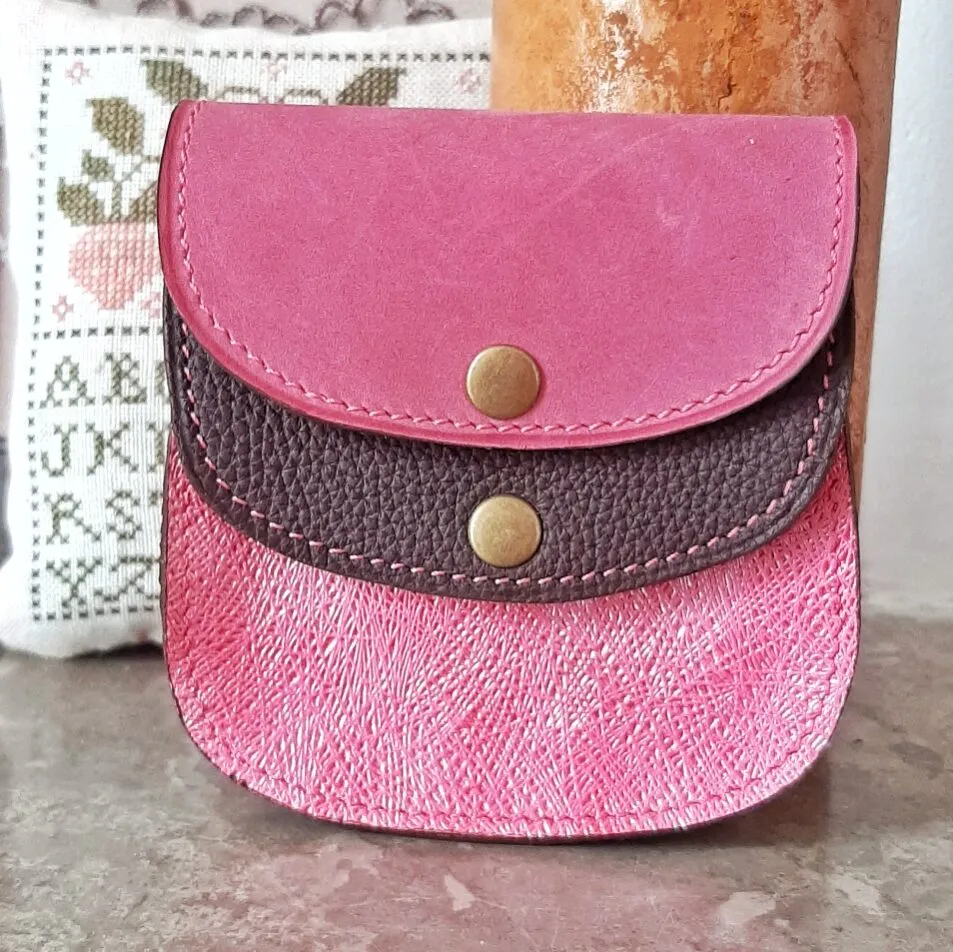 Atelier Anne R porte-monnaie cuir 2 compartiments rose