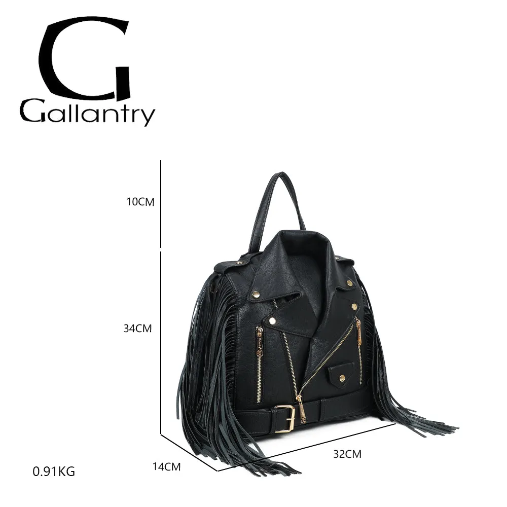 Gallantry Dakota Frangé sac noir perfecto franges