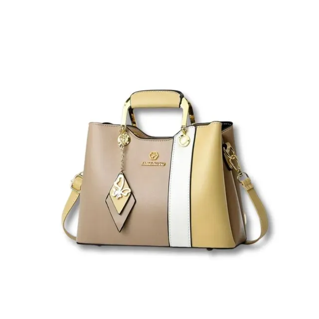 Maison Sacoches Noémie Sac à main bicolore kaki jaune