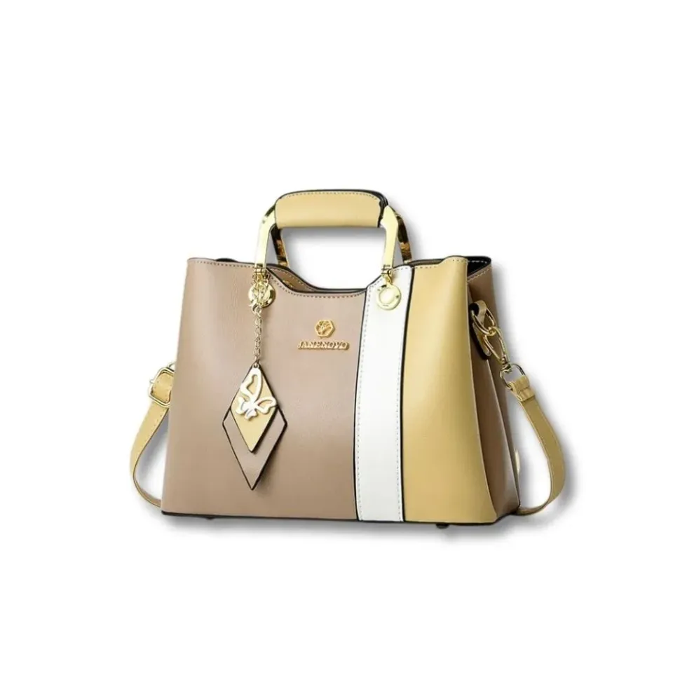 Maison Sacoches Noémie Sac à main bicolore kaki jaune