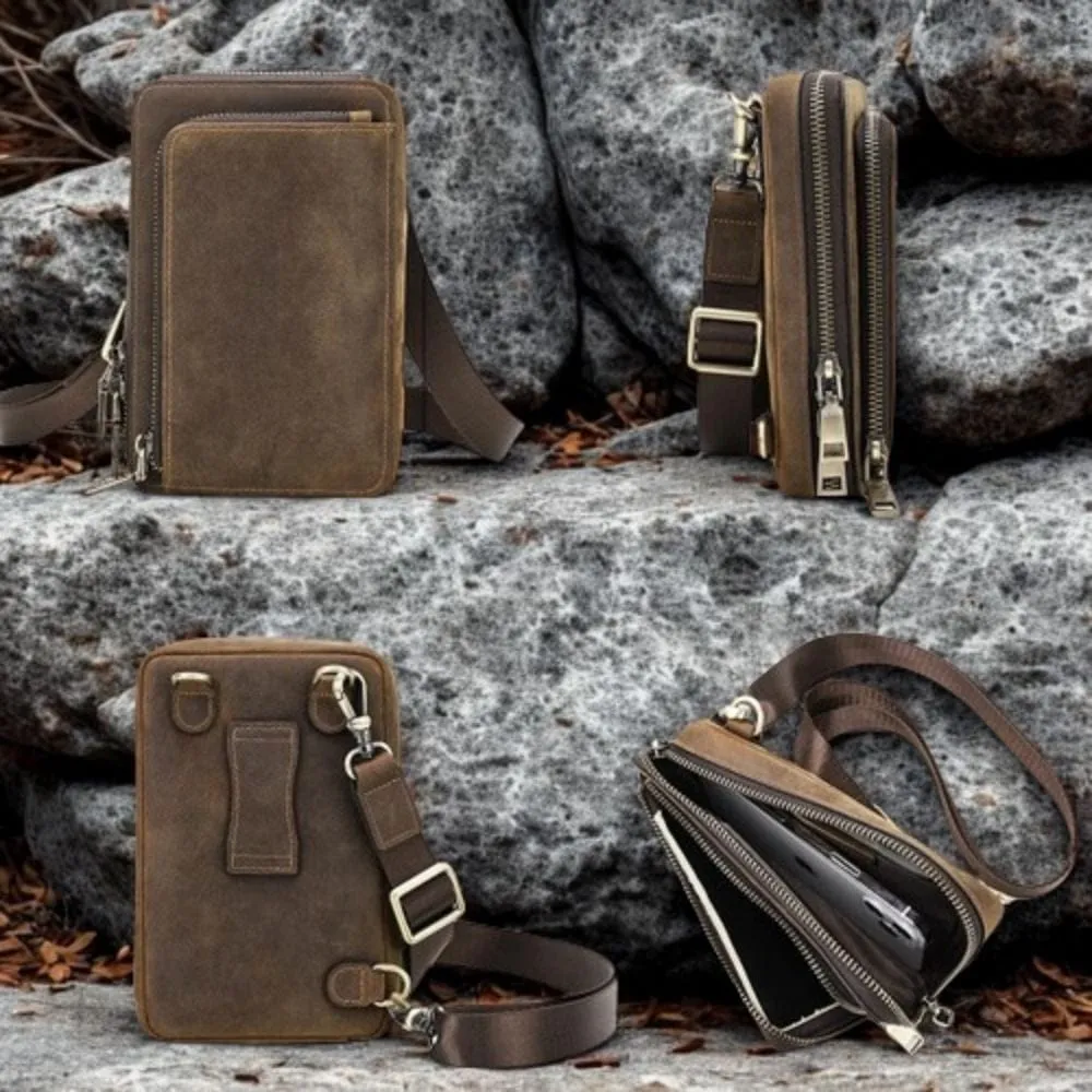 Maison Sacoches Erynd petite sacoche homme café cuir