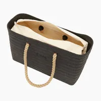 O bag Beach sac de plage noir anse corde grande taille