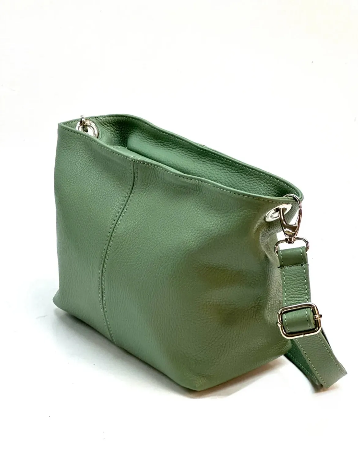 Hexagone Cuir Mini Alex sac bandoulière cuir Menthe 29 cm