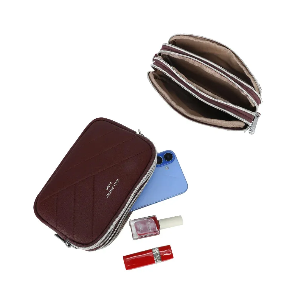 Gallantry Paris La Nox sac bandoulière bordeaux 3 zips