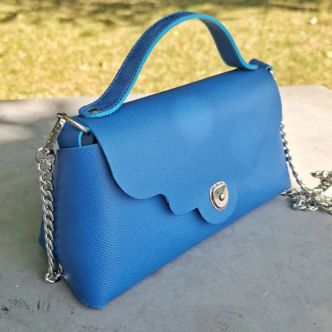 Atelier Anne R Capucine sac bandoulière cuir bleu Epsom
