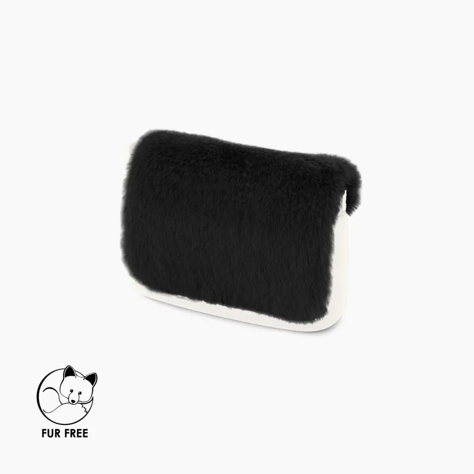 O bag O Pocket rabat fourrure lapin noir