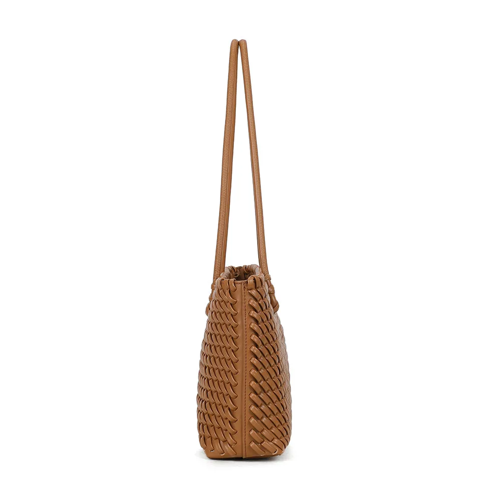 Gallantry Bréva sac cabas tressé noir zippé