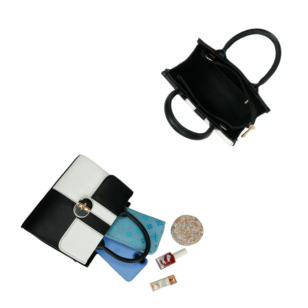 Gallantry Cléa Noir/Blanc sac à main bicolore fermoir doré