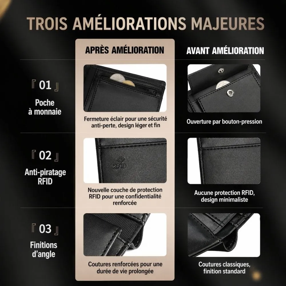 Maison Sacoches Élégance porte-monnaie homme noir compact