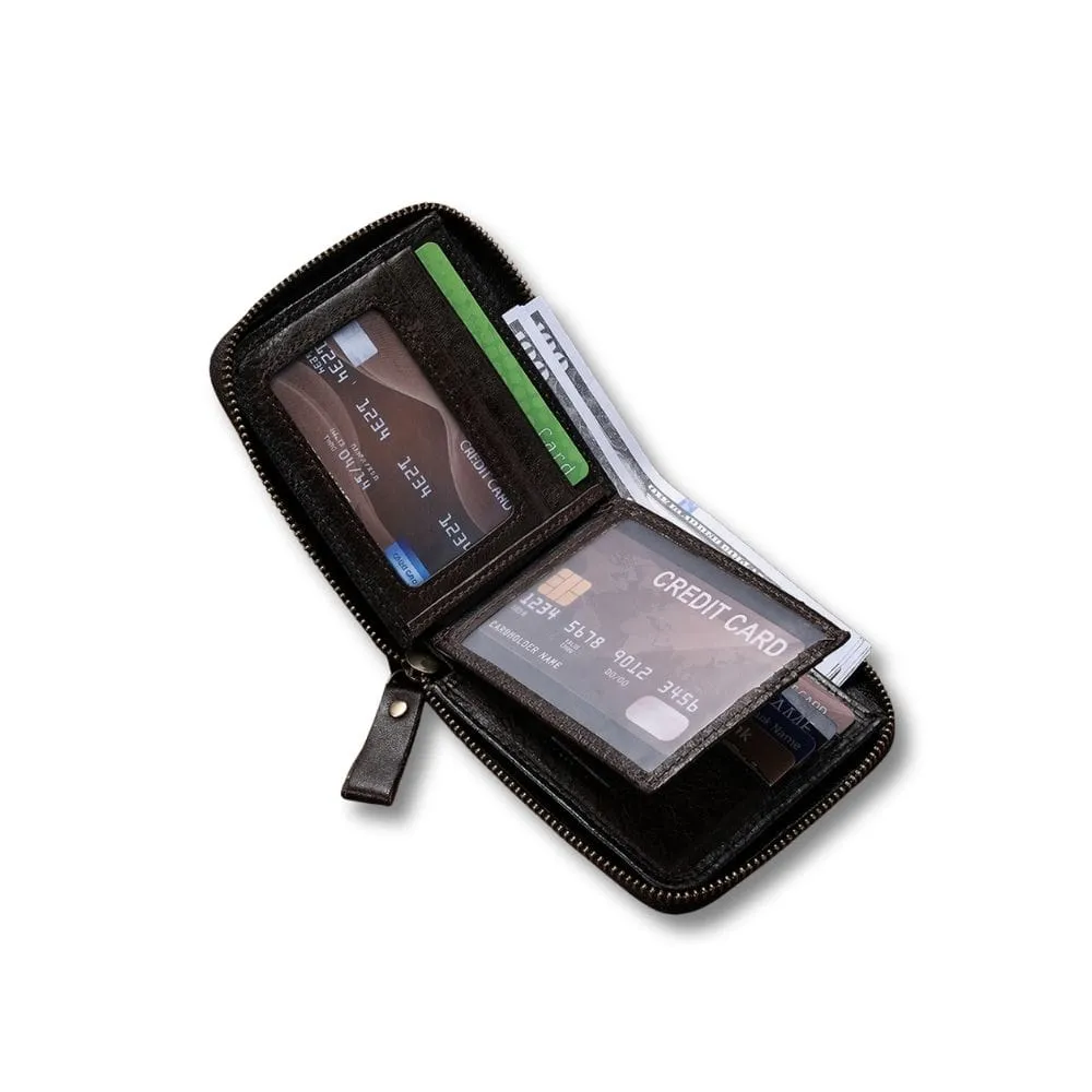 Maison Sacoches Classique porte-monnaie cuir café compact
