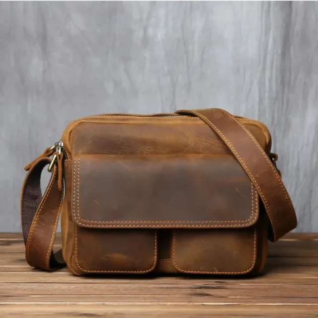 Mon Sacoche Messenger sacoche cuir homme marron foncé vintage