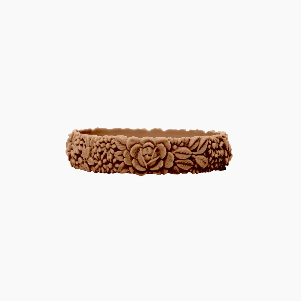 O bag Bracelet Flower Slim silicone bronze S