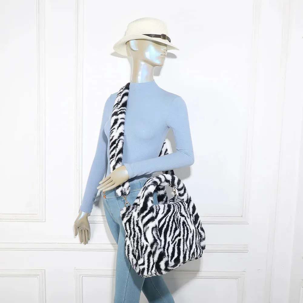 Gallantry Paris Léona Douceur cabas fourrure zèbre peluche
