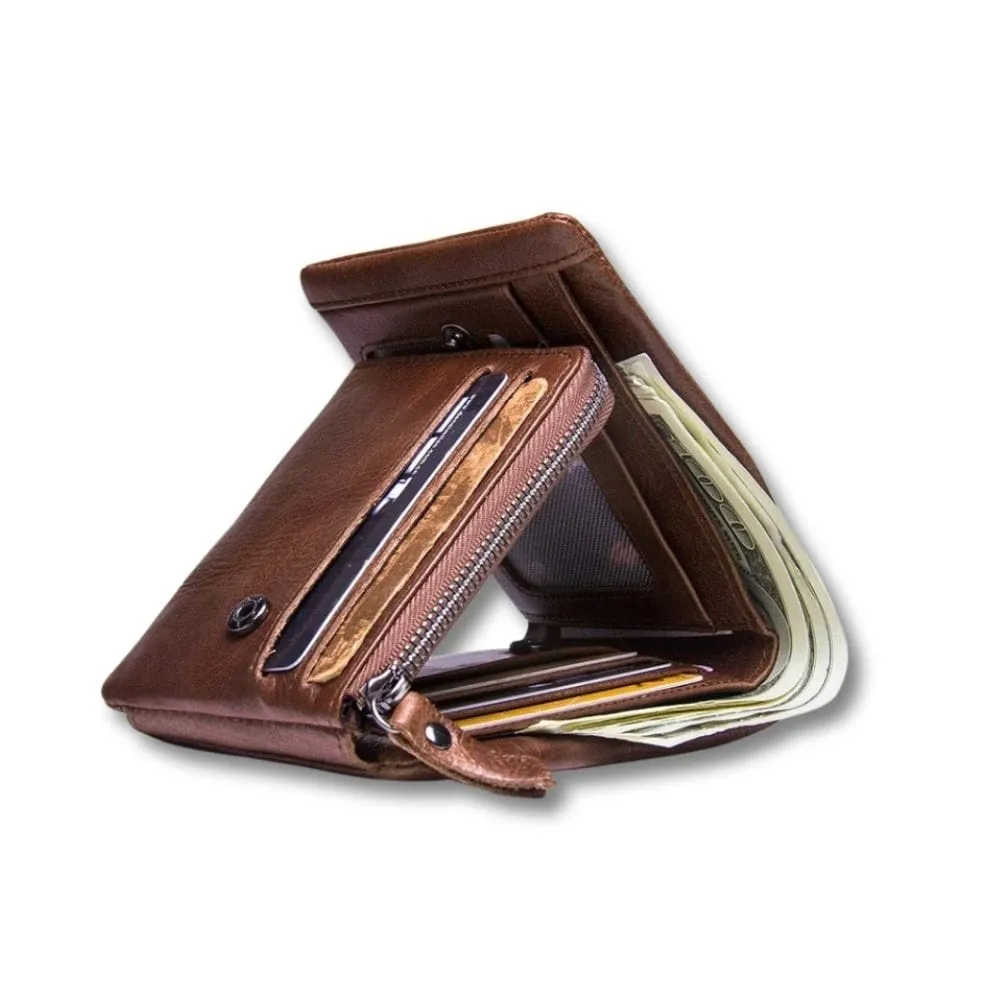 Maison Sacoches Valt porte-monnaie cuir gris zip billets
