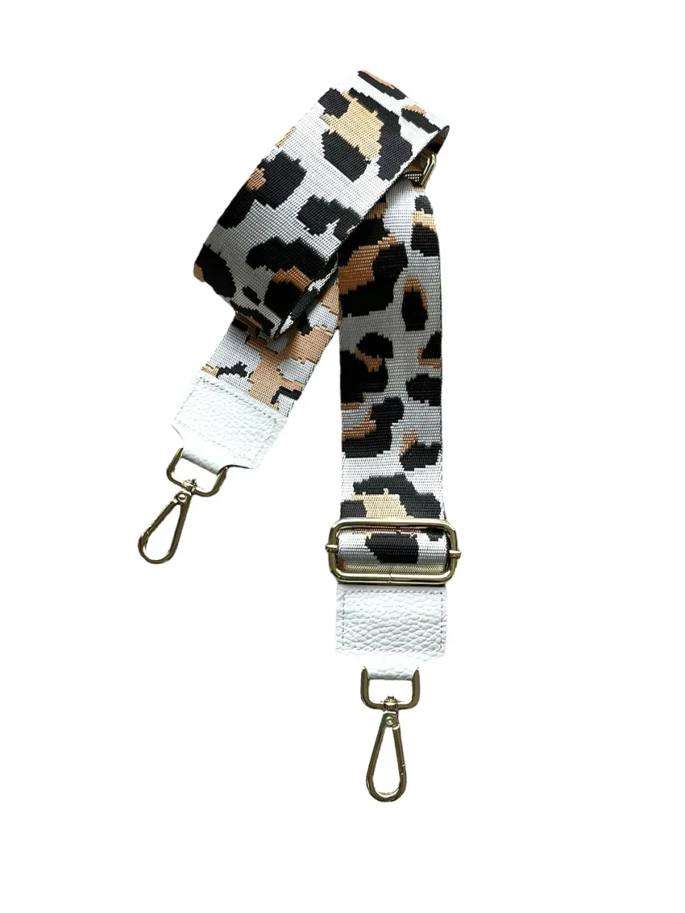 Hexagone Cuir Anse Léopard anse sac blanc doré