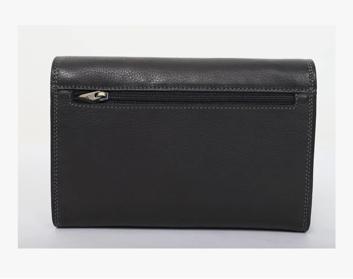 Hexagone Cuir Compagnon portefeuille cuir noir anti-RFID