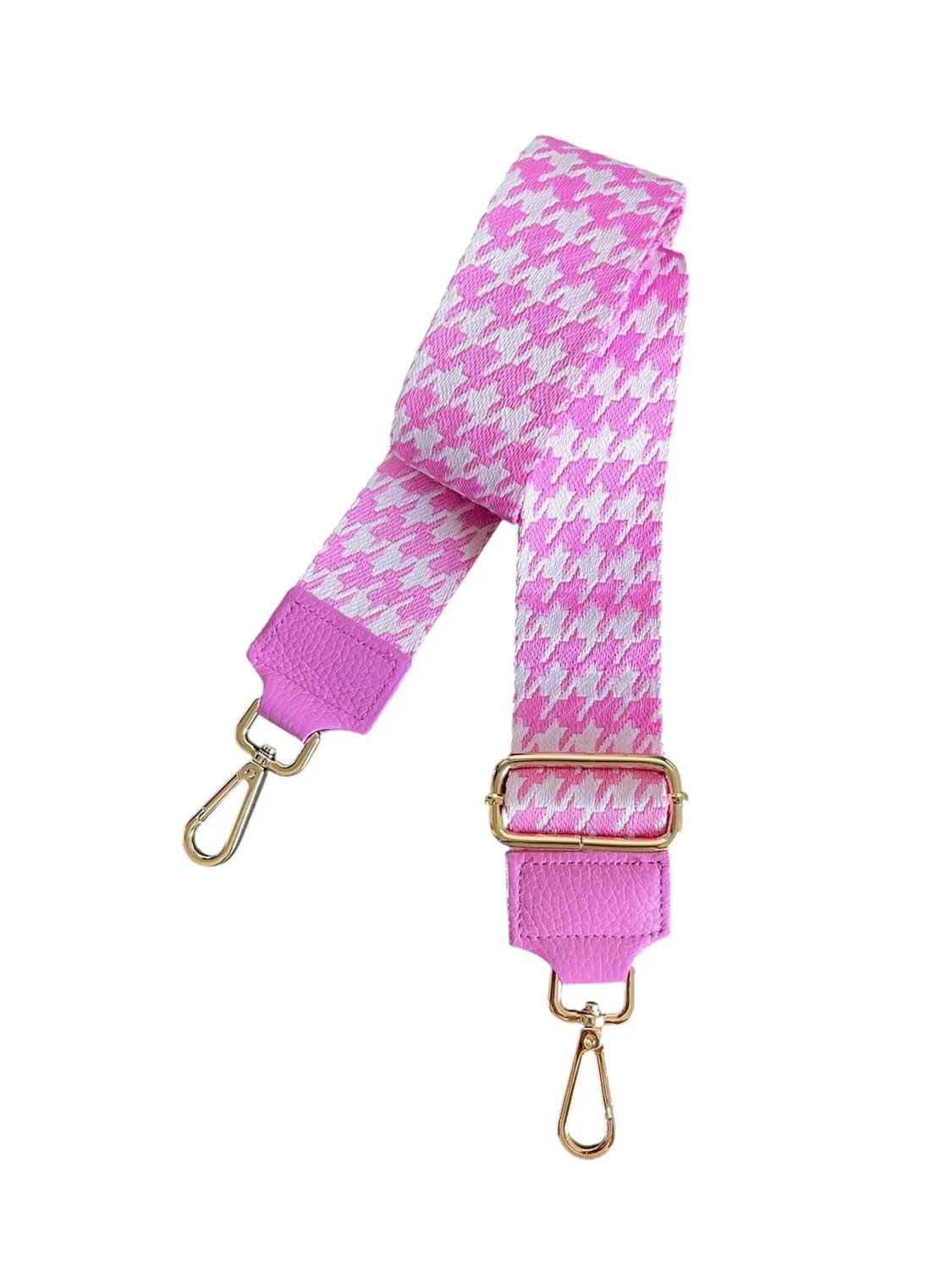 Hexagone Cuir Pied de Poule anse sac jaune/blanc/doré réglable