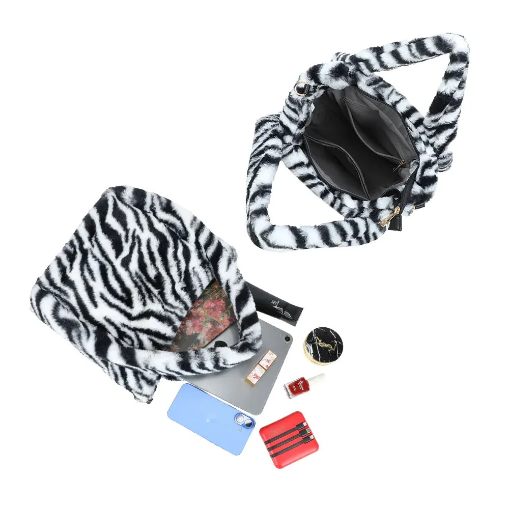 Gallantry Paris Léona Douceur cabas fourrure zèbre peluche