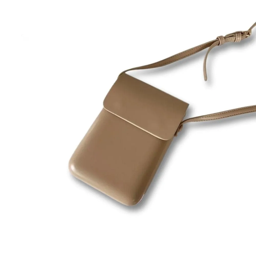Maison Sacoches Kaline Mini sac bandoulière brun téléphone