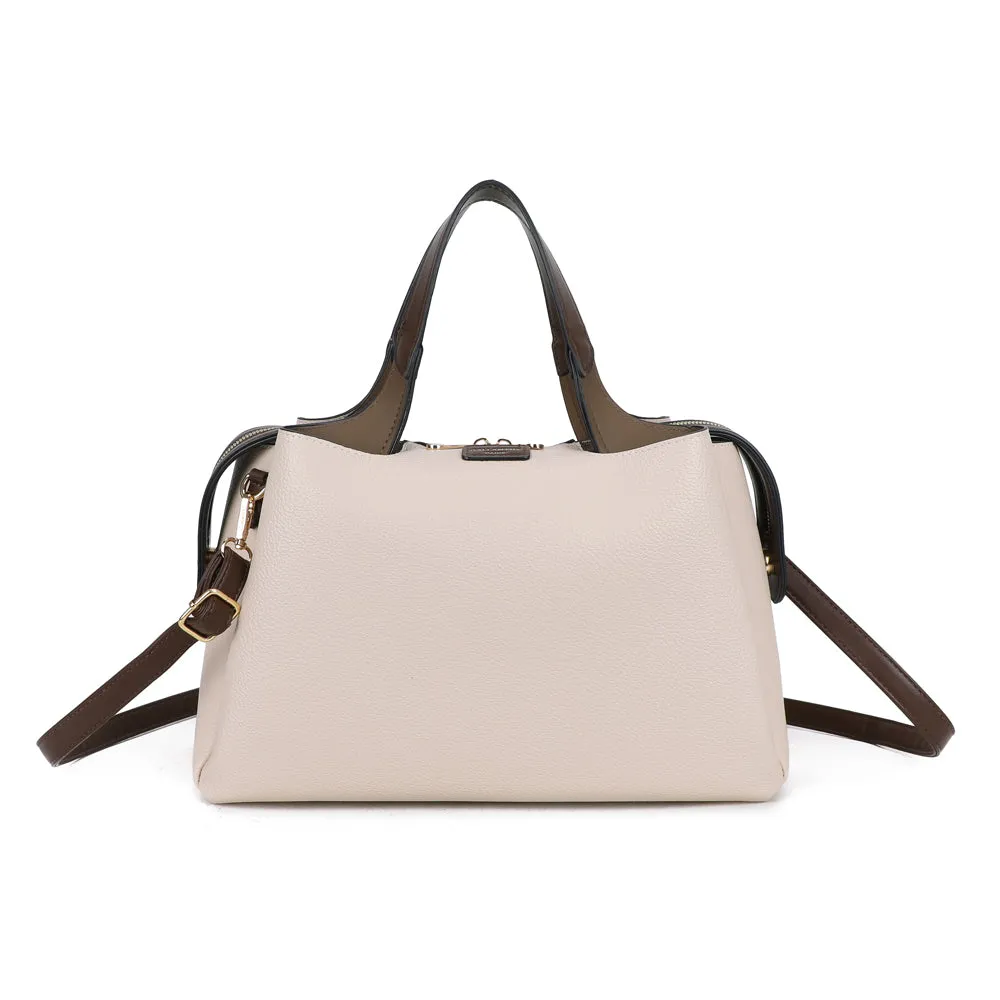 Gallantry Madison Chic sac à main Noir bicolore cuir grainé