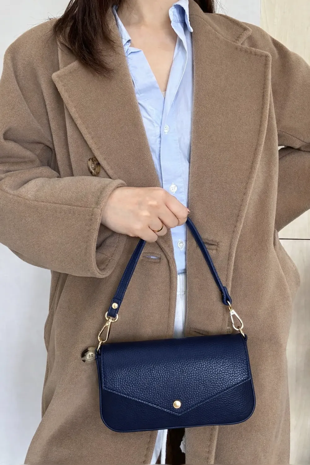 Hexagone Cuir Angel pochette cuir Blanc grainé