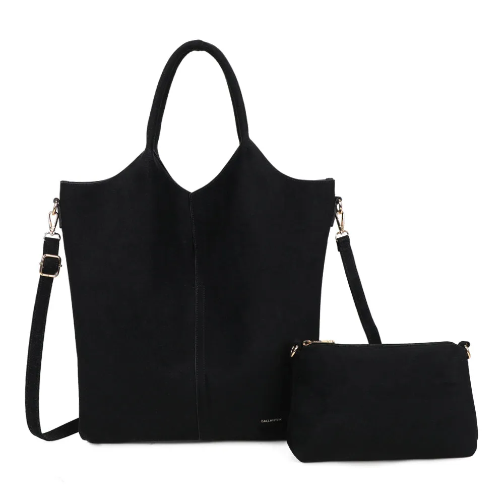 Gallantry Paris Le Vertical Élancé sac cabas noir suédine