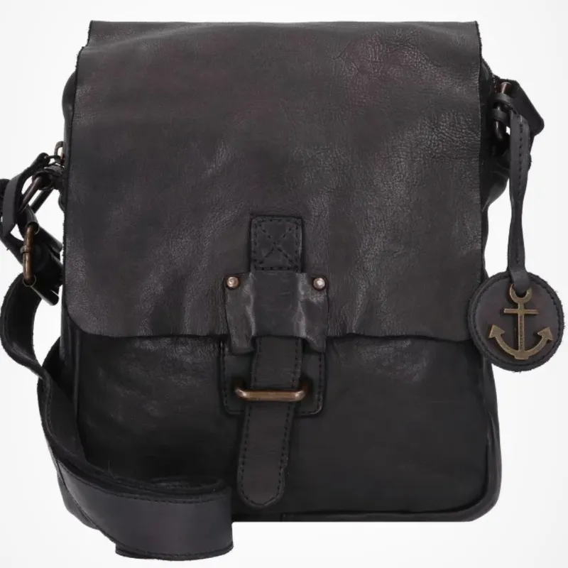 Hexagone Cuir Vegas pochette bandoulière cuir noir homme