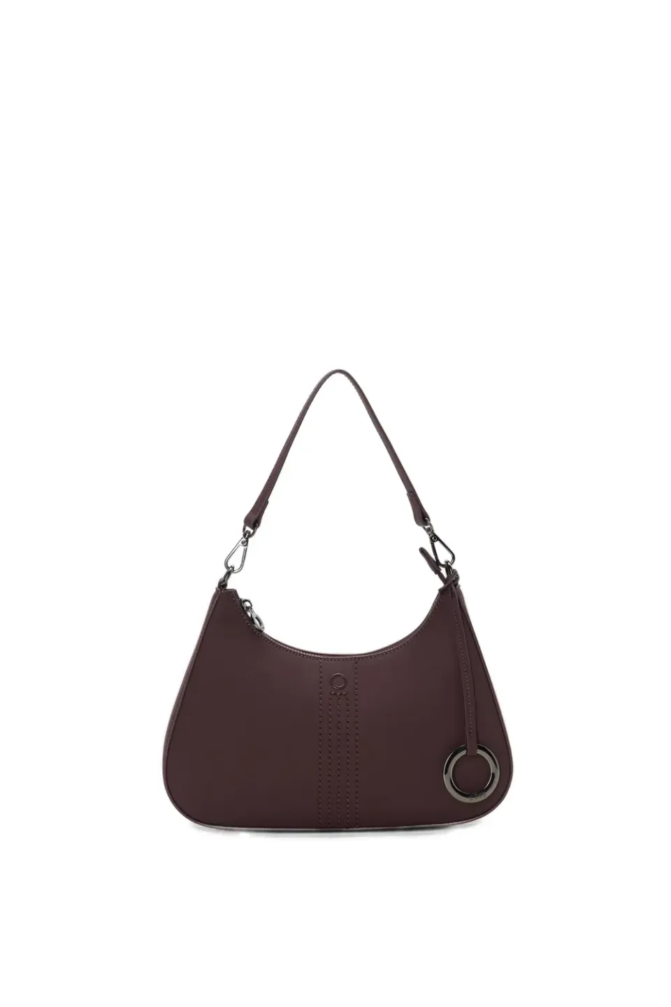 O bag Cortina sac bandoulière tissu gommé bordeaux zip