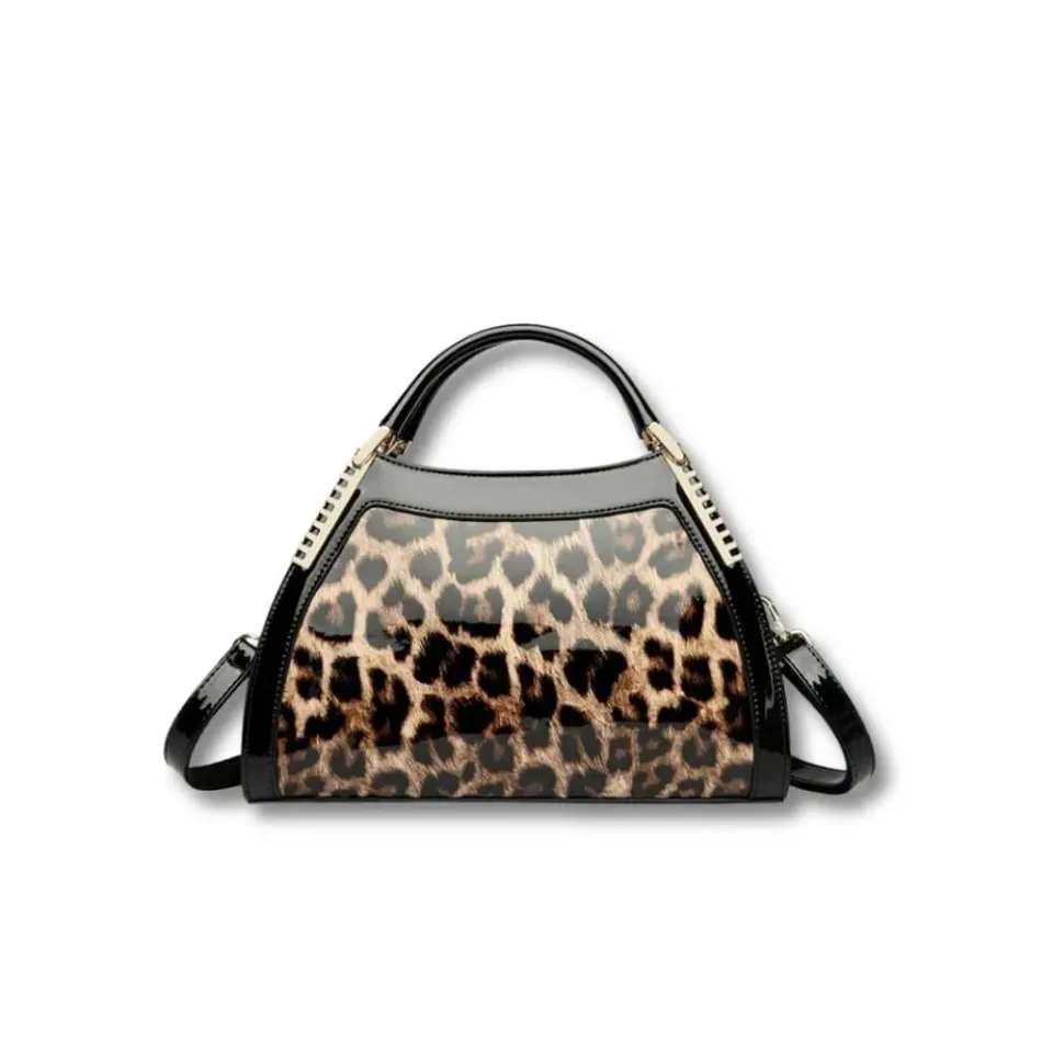 Maison Sacoches Alba sac à main luxe noir croco brillant