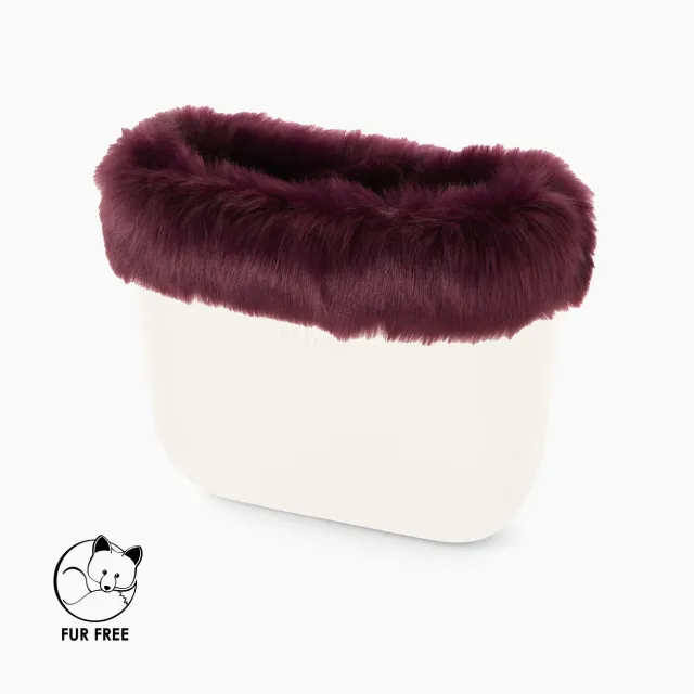 O bag mini bordure fourrure aubergine