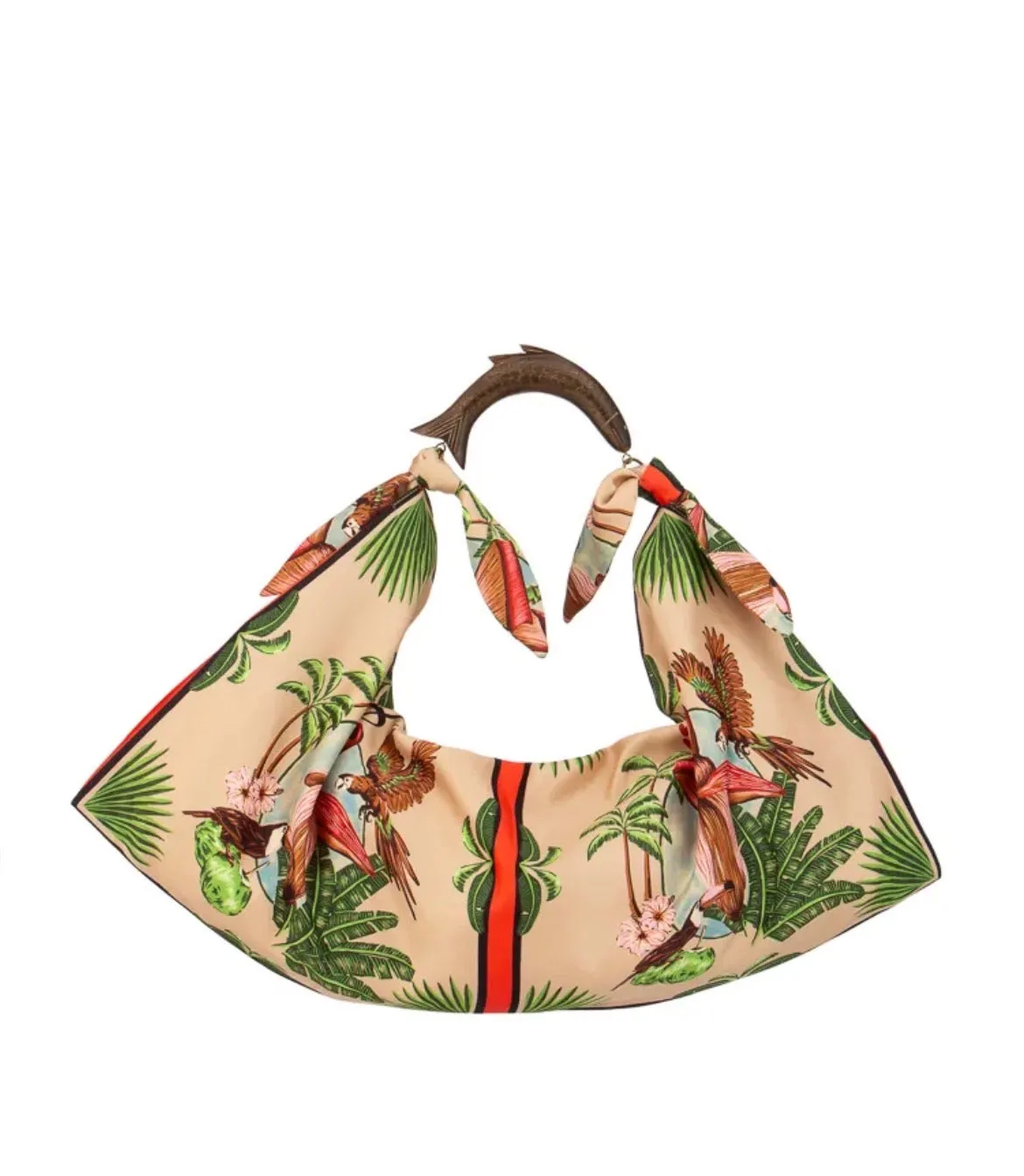 Hexagone Cuir Sac foulard XL sac textile corail tropical