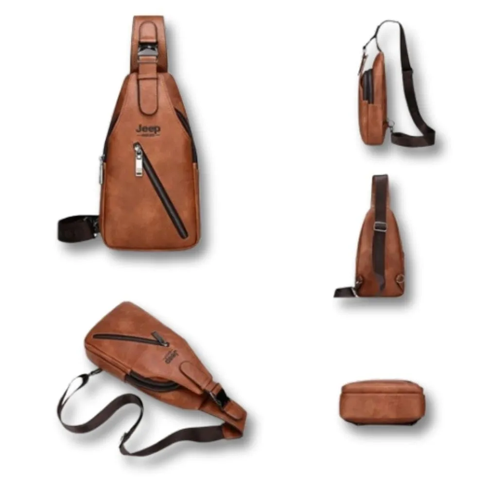 Jeep Buluo sacoche cuir homme marron bandoulière