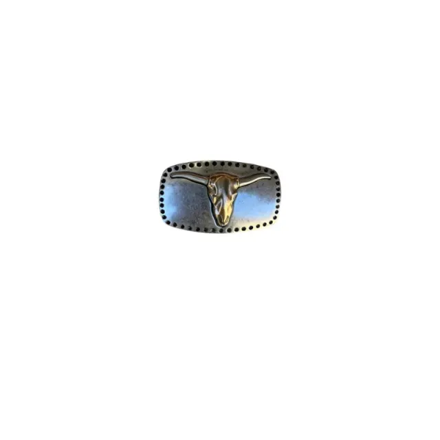 Hexagone Cuir Boucle Taureau boucle ceinture argentée 4 cm