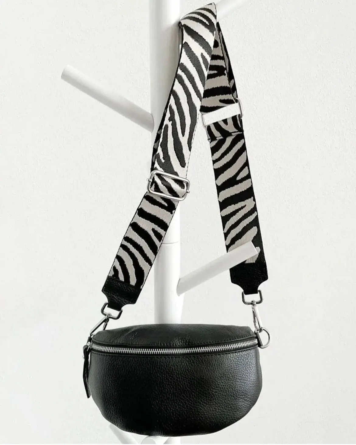 Hexagone Cuir Banane Medium sac banane cuir menthe grainé