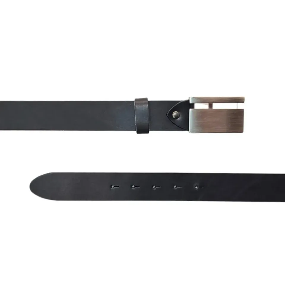 Hexagone Cuir Plaque Ajourée ceinture homme noir 100 cm