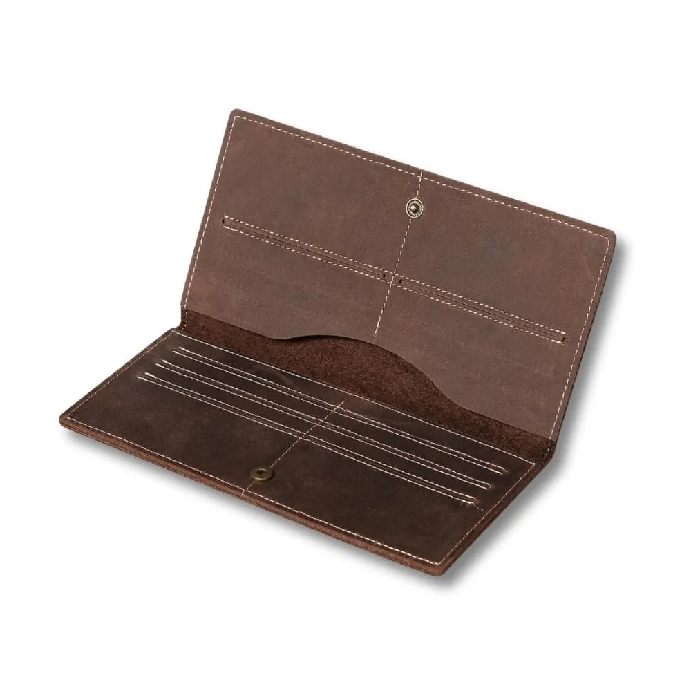 Maison Sacoches Minimal portefeuille long marron cuir véritable